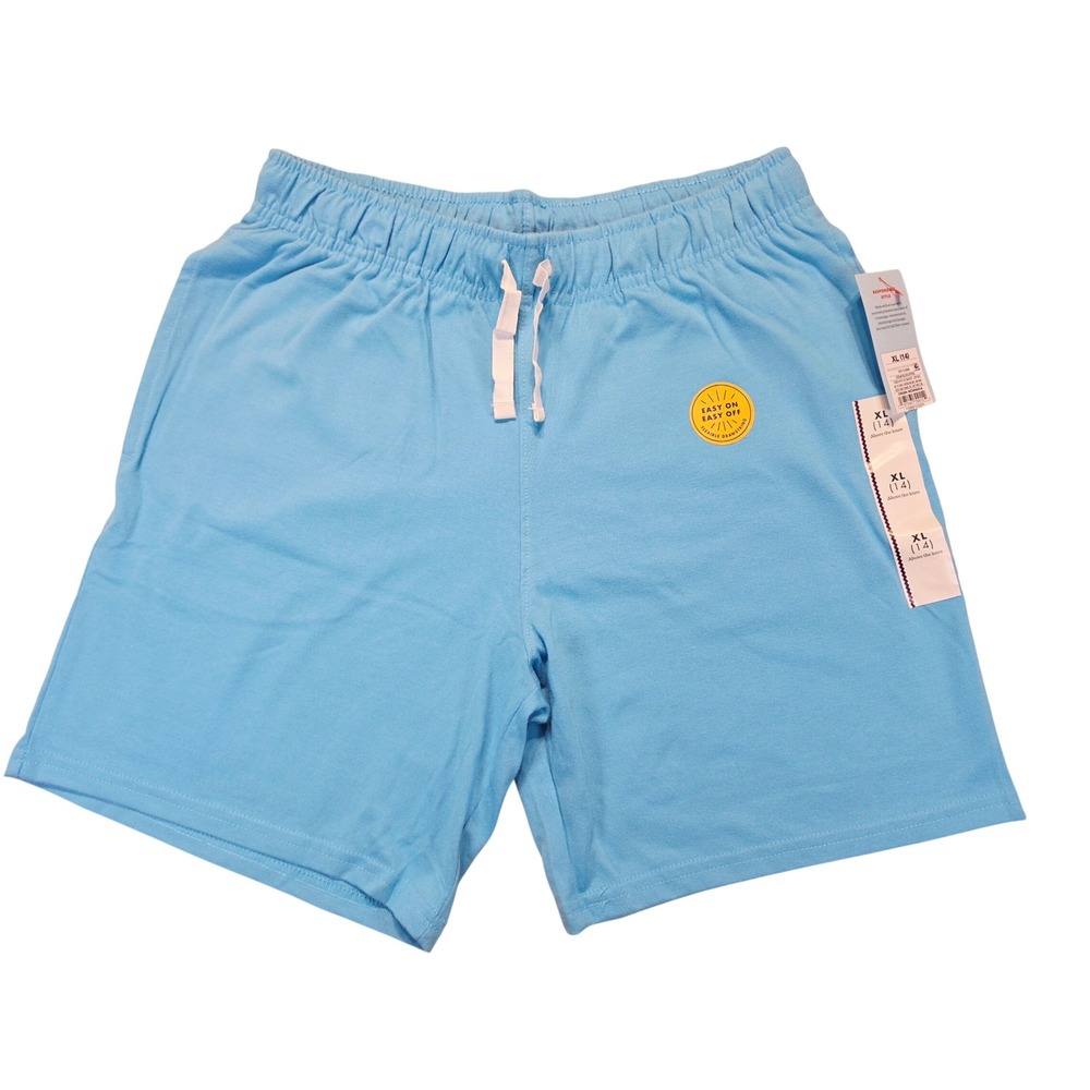 Cat & Jack Boys XL 14 Light Blue Knit Jersey Shorts Elastic Waist Drawstring NWT